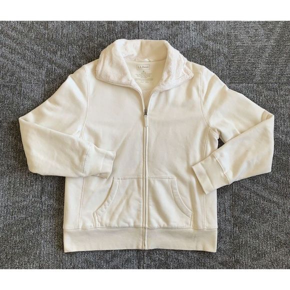 L.L. Bean Jackets & Blazers - LL Bean Jacket Women’s Medium White Fleece Full Zip Outdoor Cabincore